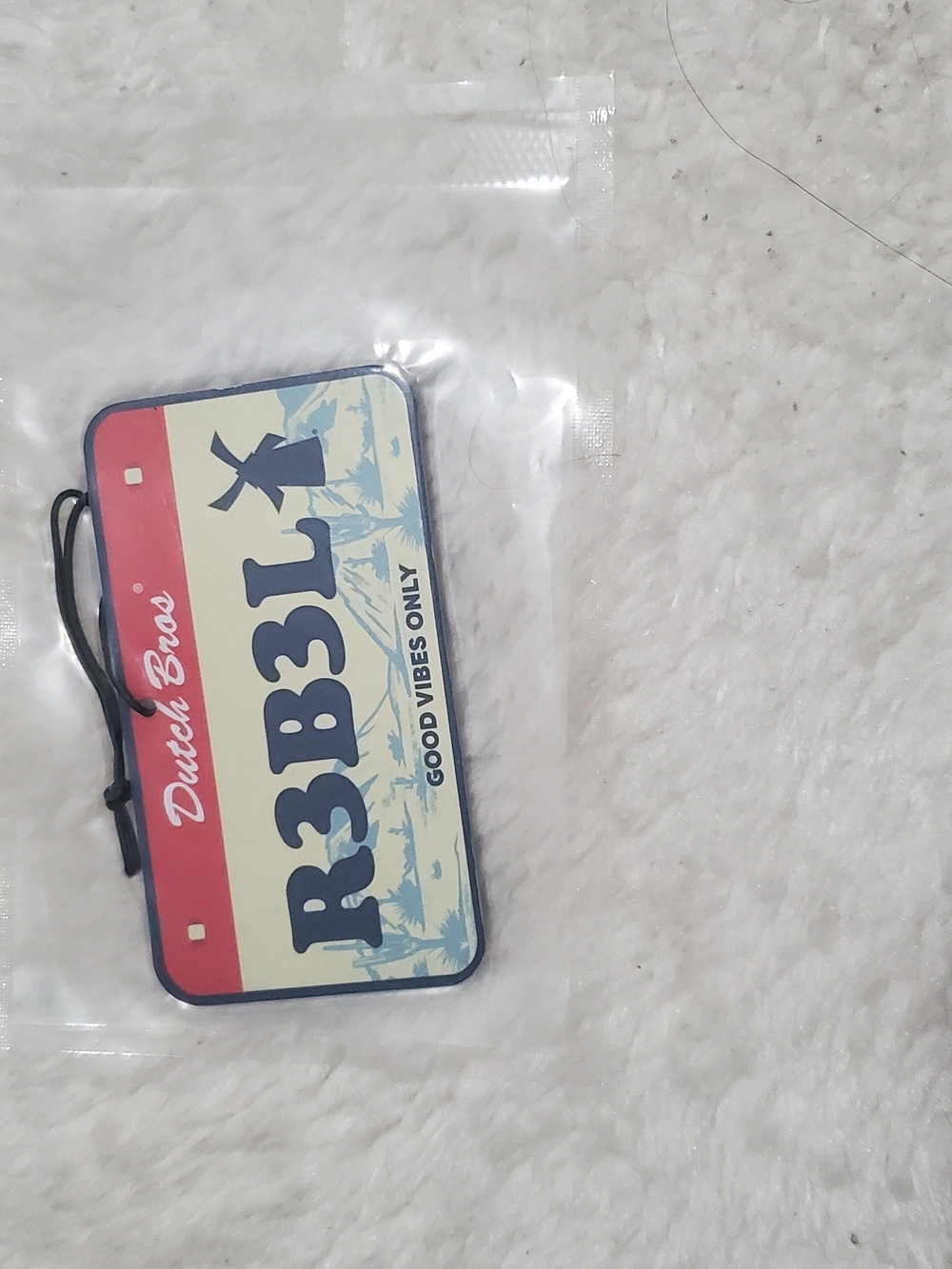 Dutch Bros Hanging Air Freshener - Red, Cream, Blue R3B3L Design